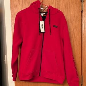 DKNY Vibrant Red Zip-Up Hoodie